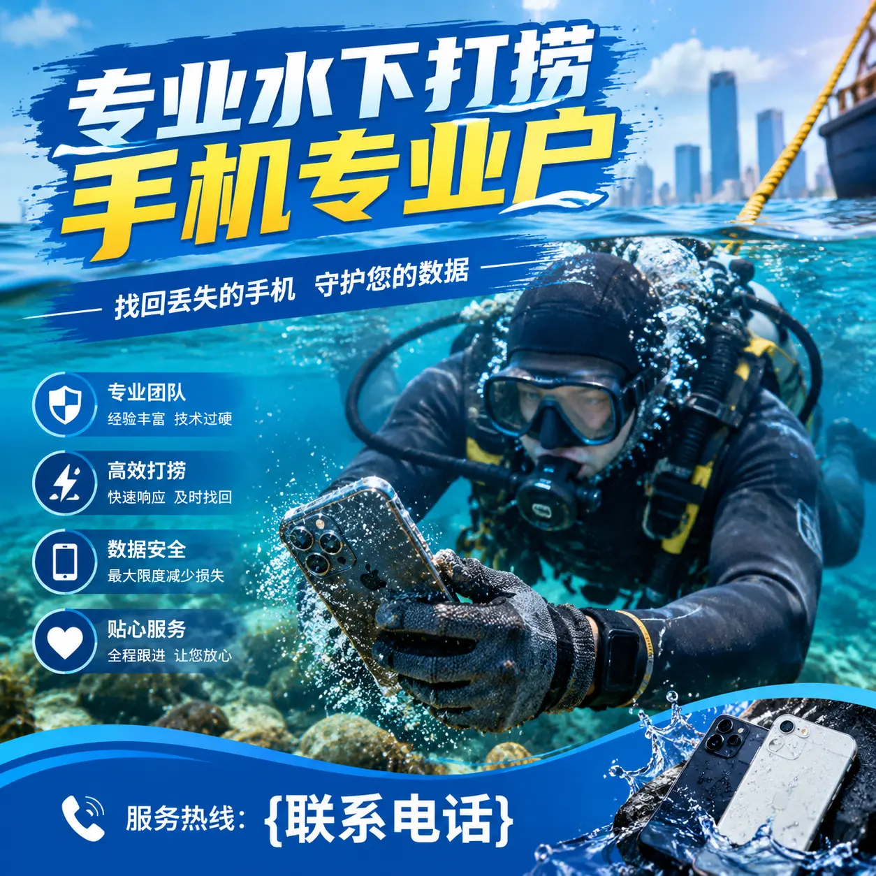汤旺专业水下打捞手机专业户