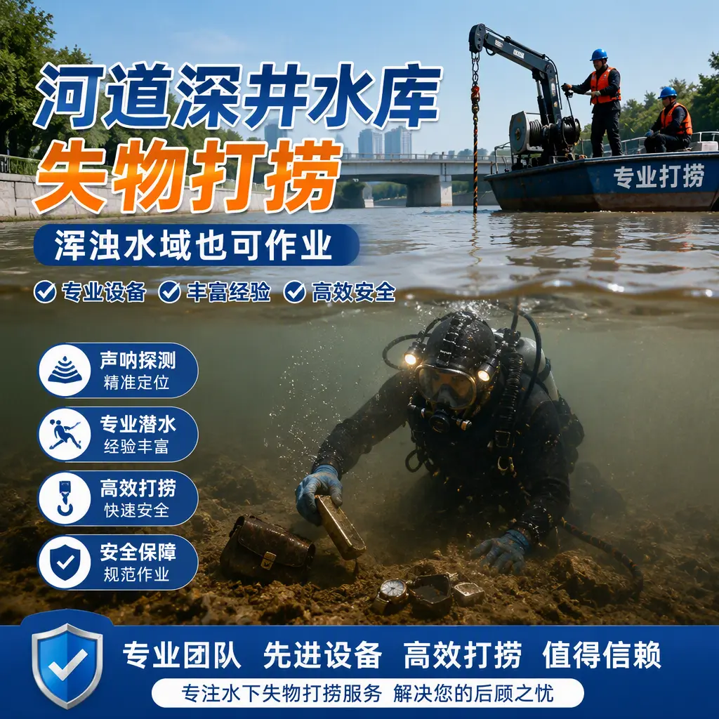 河道深井水库失物打捞，浑浊水域也可作业汤旺